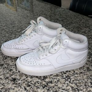 Nike Court Vision High Top Sneakers - White, Size 6.5, Very Good Condition